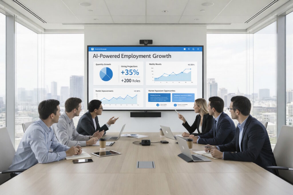 ai powered employment growth word in a screen